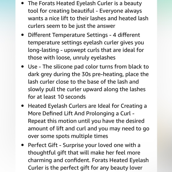 NIB Heated Eyelash Curler Forats Rechargeable Curler with Comb & Eyebrow Brush - Picture 7 of 10